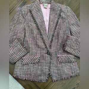 Sigrid Olsen Pink and Brown Metallic Tweed Blazer